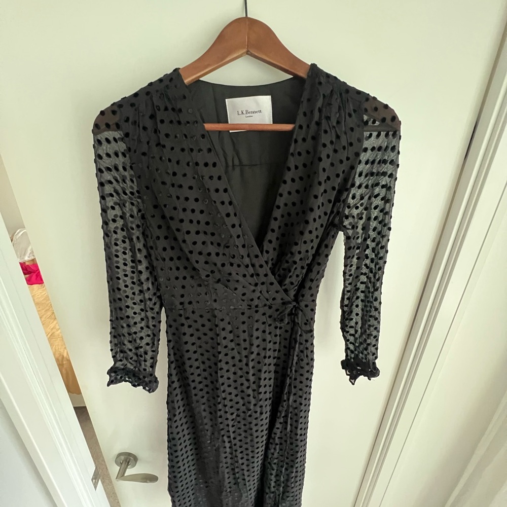LK Bennett Sheer Black Polka Dot Dress